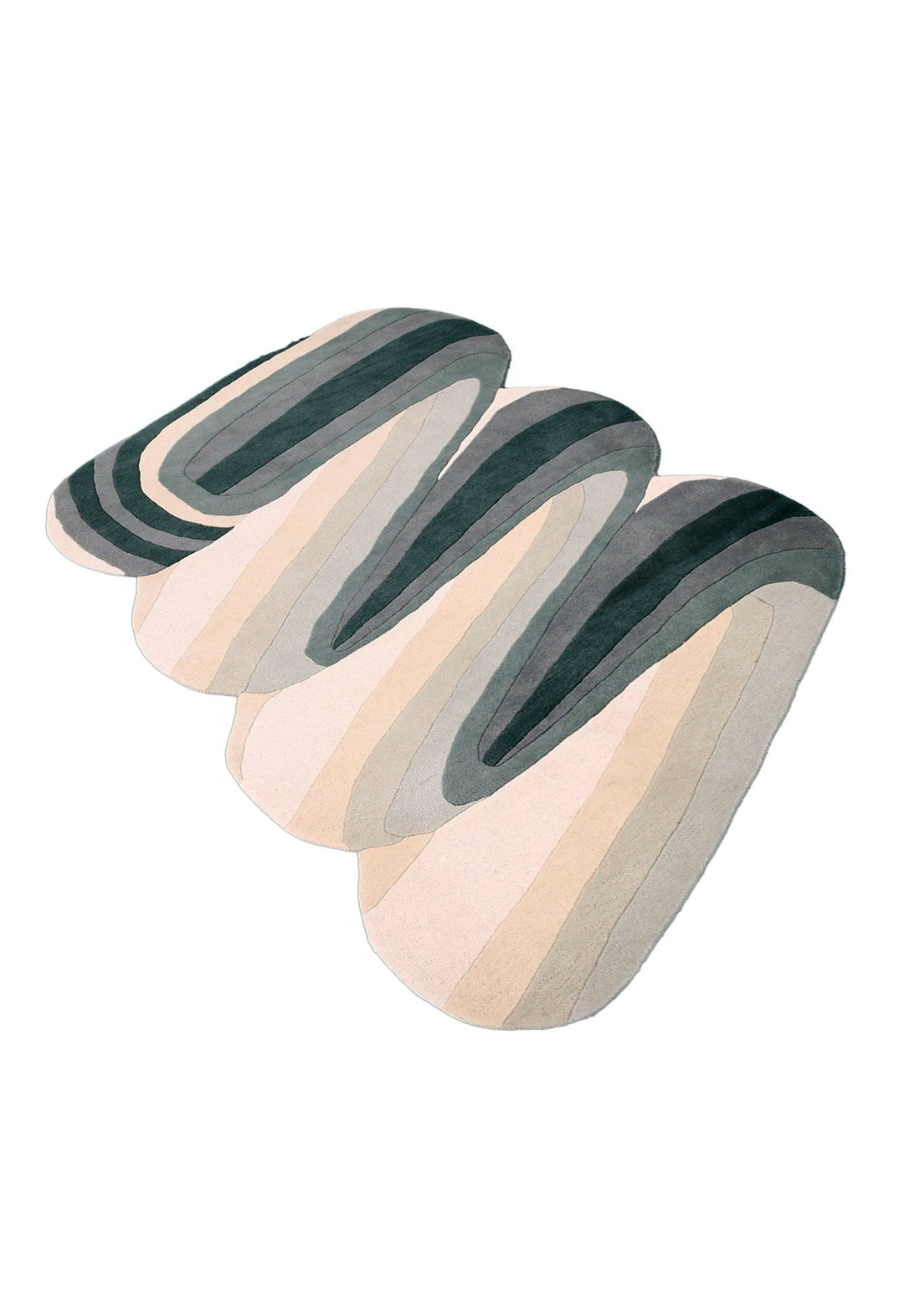 Modern Layered Pattern Green Hand Tufted 5x8 Wool Rug - The Rug Decor