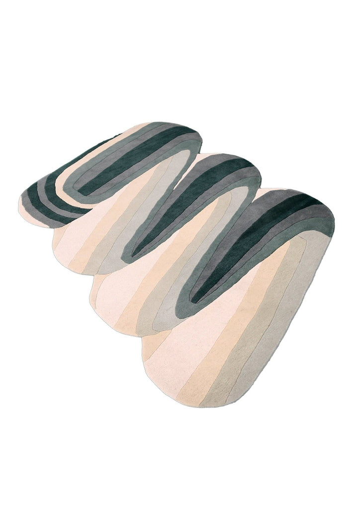 Modern Layered Pattern Green Hand Tufted 5x8 Wool Rug - The Rug Decor
