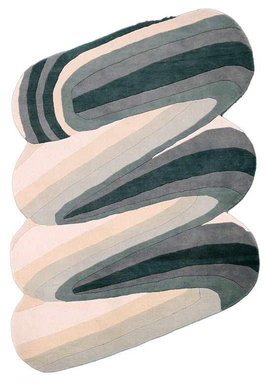 Modern Layered Pattern Green Hand Tufted 5x8 Wool Rug – The Rug Decor