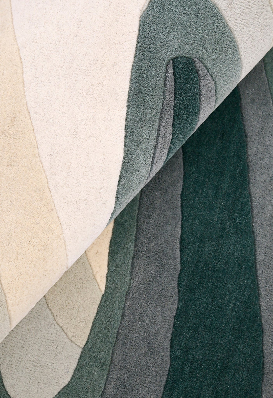 Modern Layered Pattern Green Hand Tufted 5x8 Wool Rug - The Rug Decor