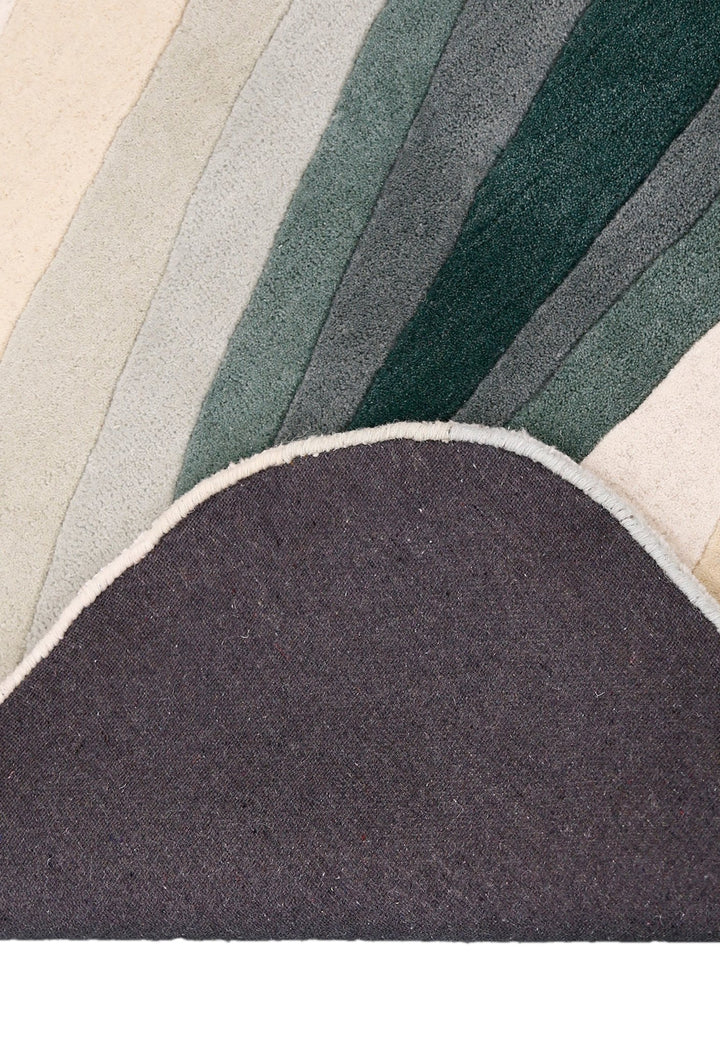 Modern Layered Pattern Green Hand Tufted 5x8 Wool Rug - The Rug Decor