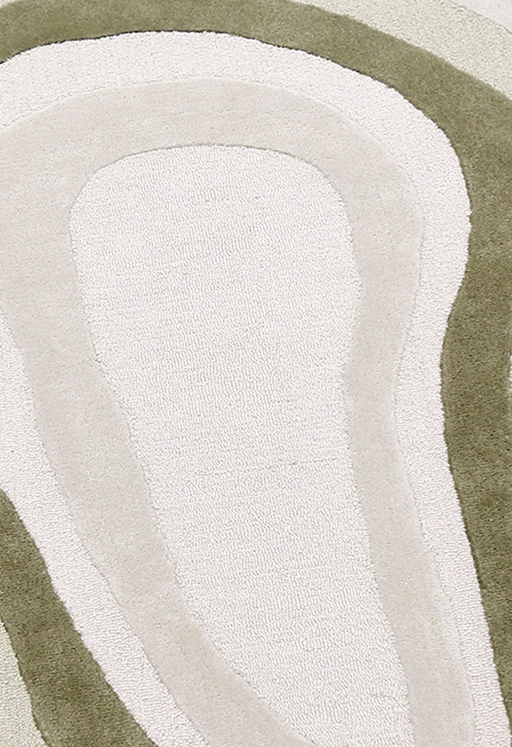 Modern Layered Pattern Ivory Hand Tufted 5x7 Wool Rug - The Rug Decor