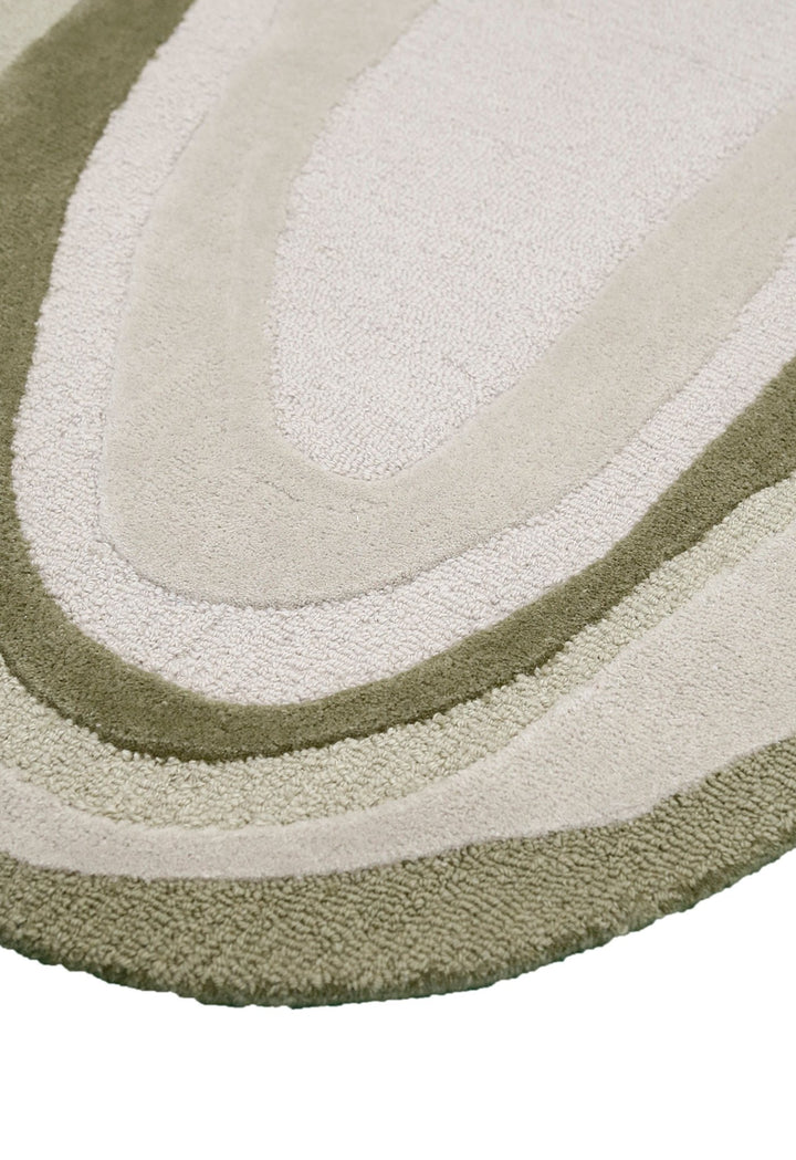 Modern Layered Pattern Ivory Hand Tufted 5x7 Wool Rug - The Rug Decor