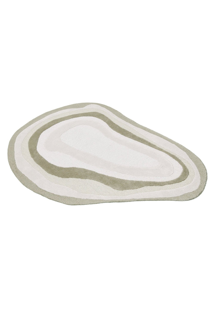 Modern Layered Pattern Ivory Hand Tufted 5x7 Wool Rug - The Rug Decor