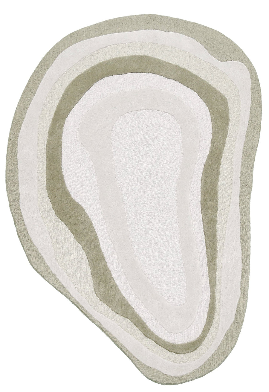 Modern Layered Pattern Ivory Hand Tufted 5x7 Wool Rug - The Rug Decor