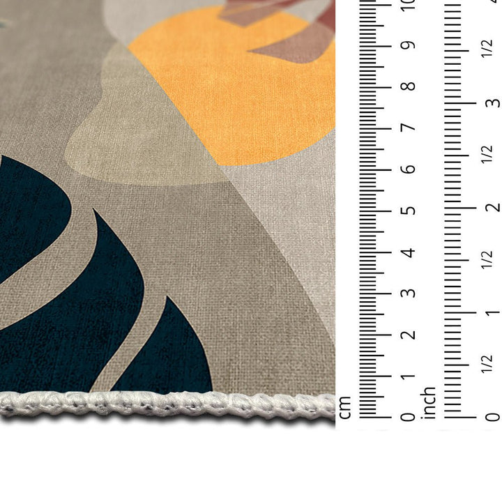 Modern Leaves Beige Machine Washable Cotton Area Rug - The Rug Decor