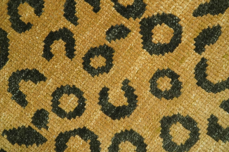 Modern leopard Design 8x10 Hand knotted Golden - Brown and Charcoal wool area rug - The Rug Decor