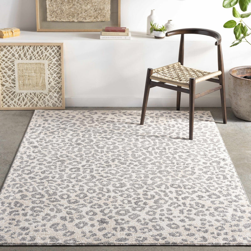 Modern Leopard design Ivory and Charcoal area rug - The Rug Decor