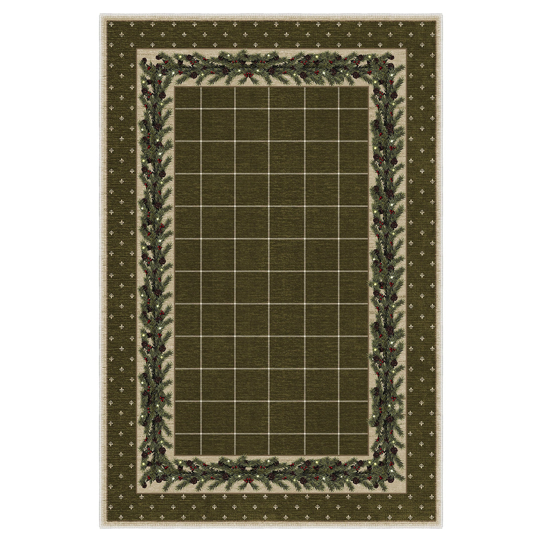 Modern Machine Washable Green Leafs Cotton Area Rug - The Rug Decor