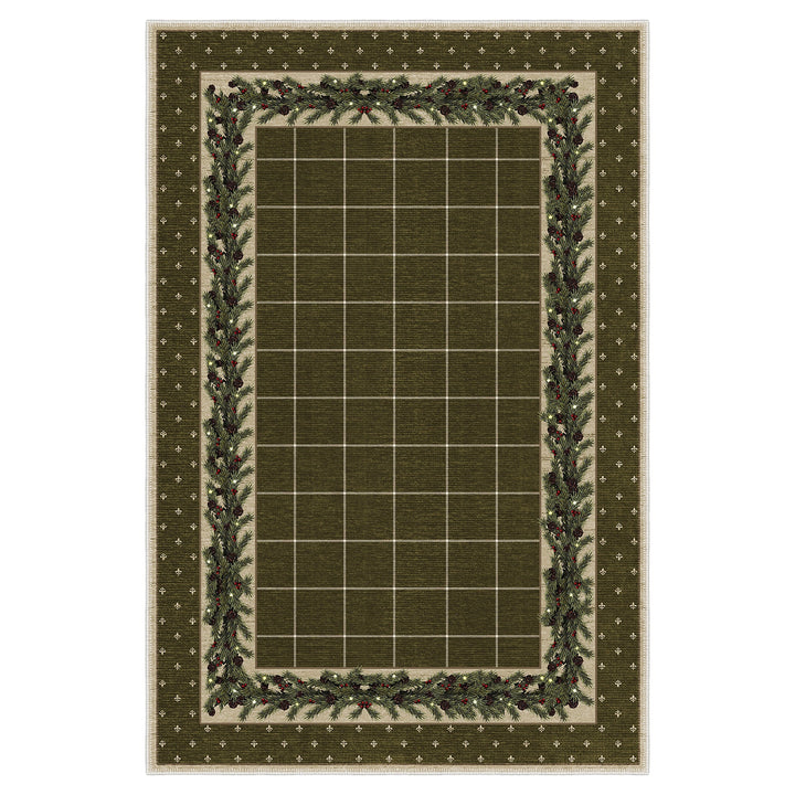 Modern Machine Washable Green Leafs Cotton Area Rug - The Rug Decor
