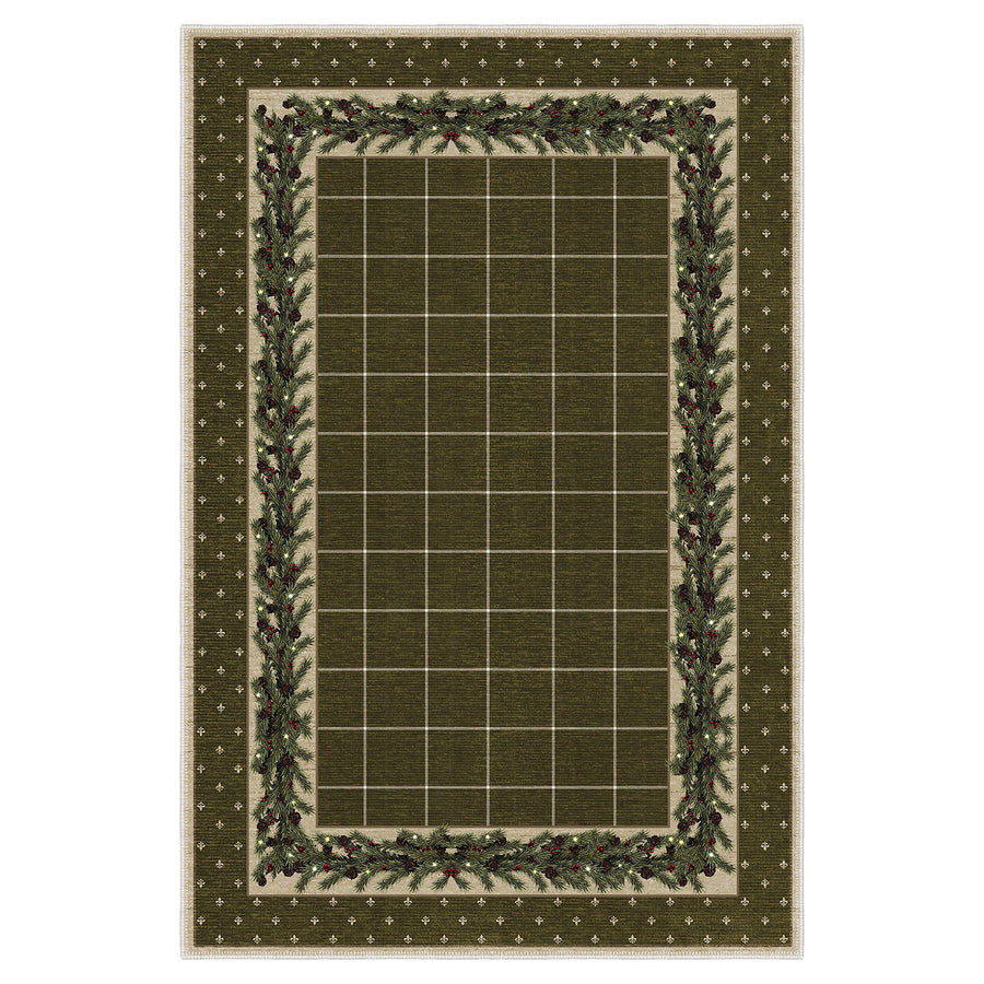 Modern Machine Washable Green Leafs Cotton Area Rug - The Rug Decor