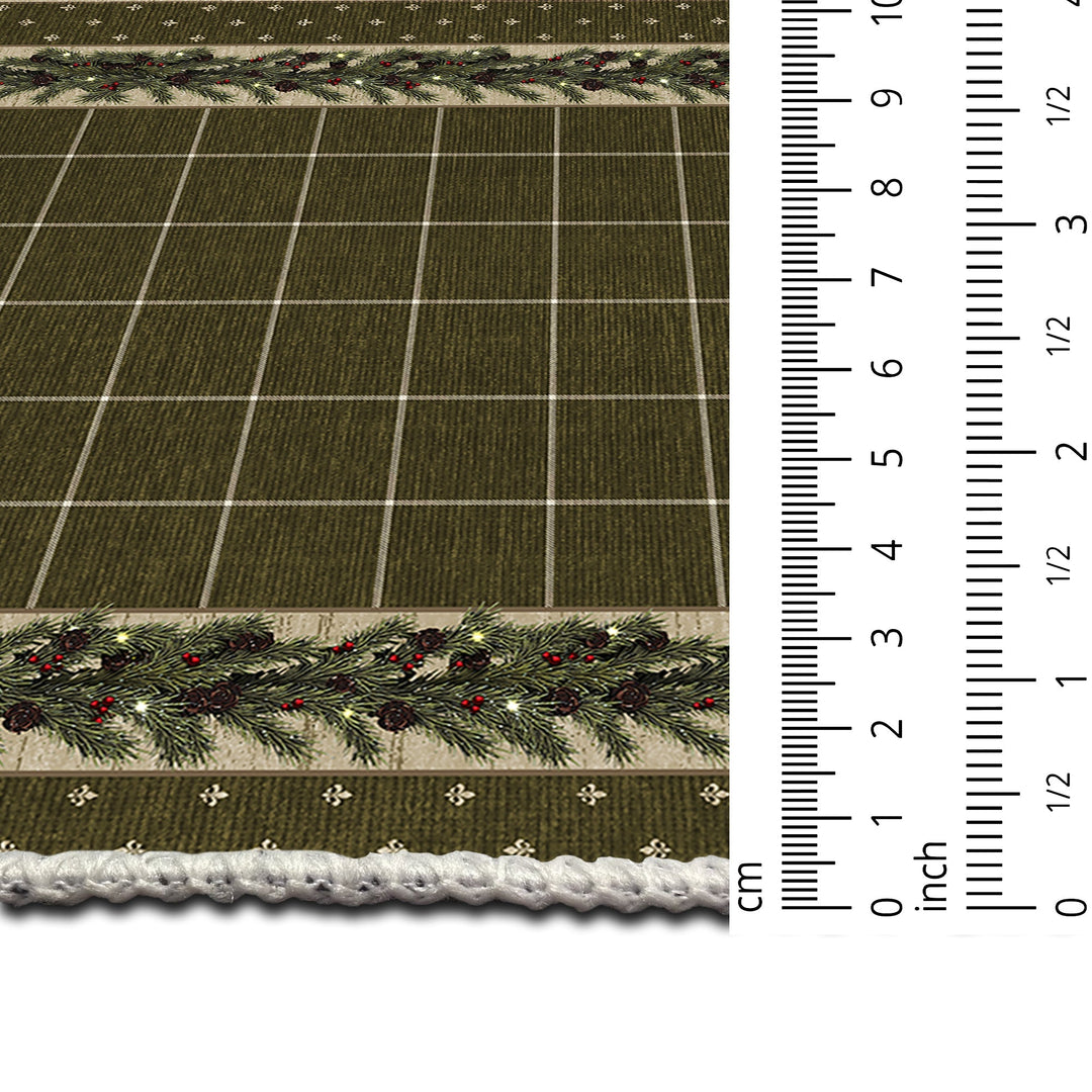 Modern Machine Washable Green Leafs Cotton Area Rug - The Rug Decor