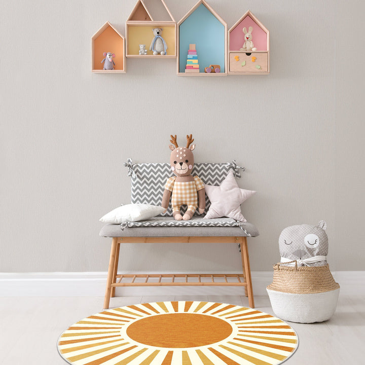 Modern Orange And Yellow Machine Washable Cotton Area Rug - The Rug Decor