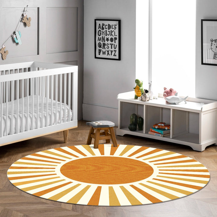 Modern Orange And Yellow Machine Washable Cotton Area Rug - The Rug Decor