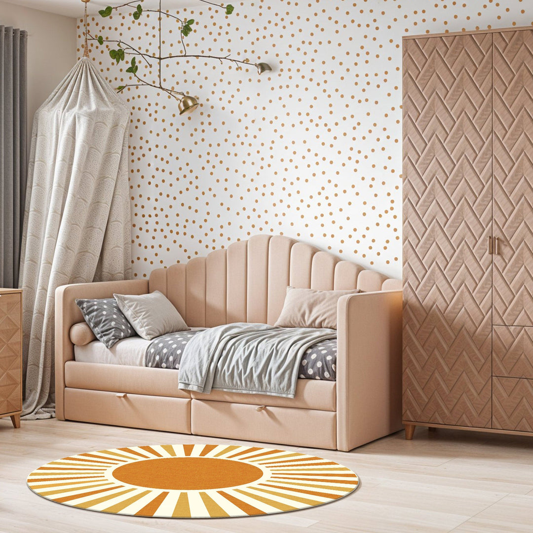 Modern Orange And Yellow Machine Washable Cotton Area Rug - The Rug Decor