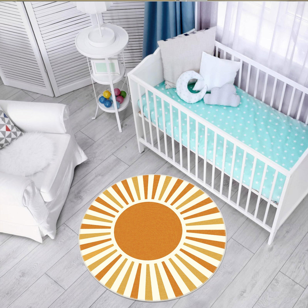 Modern Orange And Yellow Machine Washable Cotton Area Rug - The Rug Decor