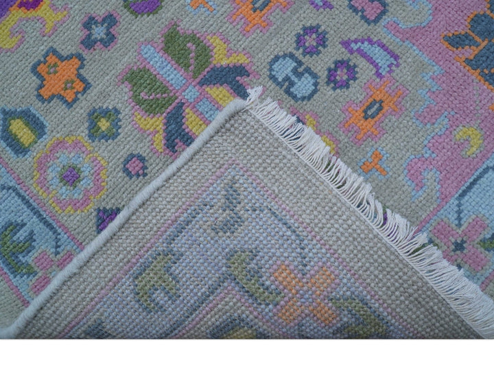 Modern Oushak Made to Order Purple And Ivory Hand Knotted Wool Rug - The Rug Decor