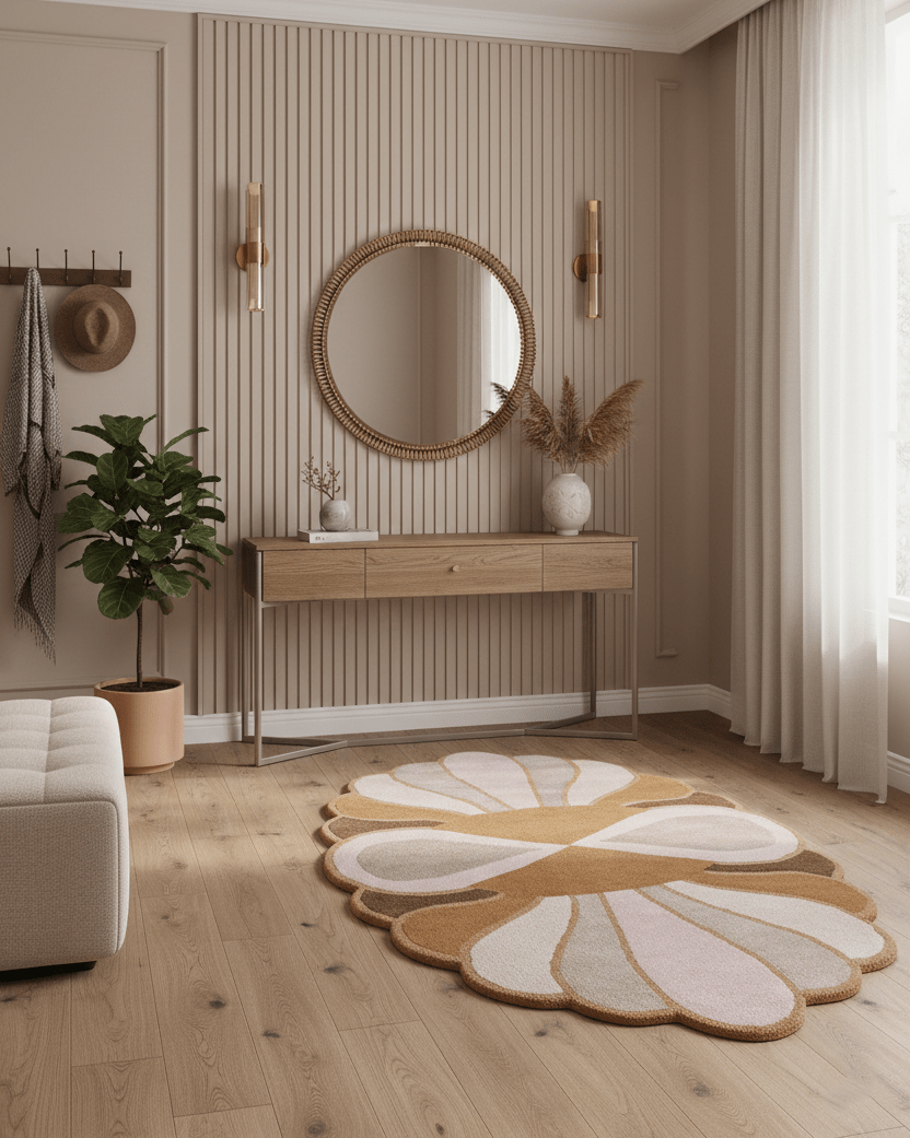 Modern Petal Camel Hand Tufted 5x8 Wool Area Rug - The Rug Decor