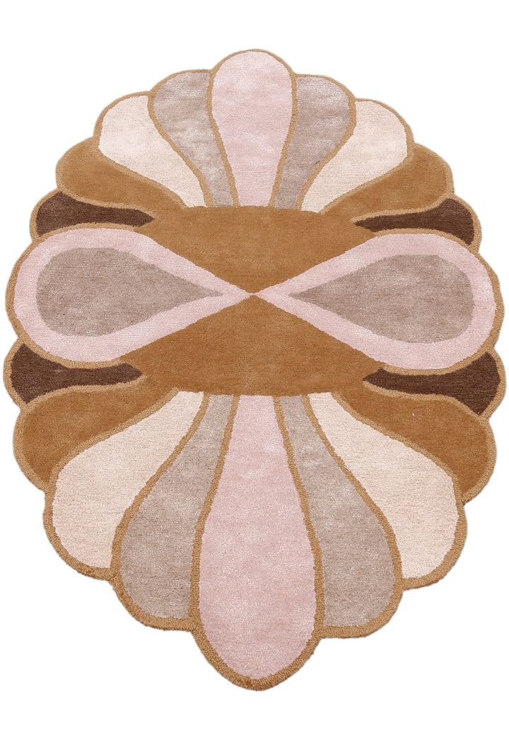 Modern Petal Camel Hand Tufted 5x8 Wool Area Rug - The Rug Decor