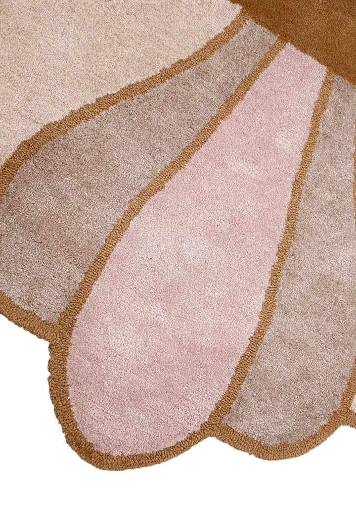 Modern Petal Camel Hand Tufted 5x8 Wool Area Rug - The Rug Decor