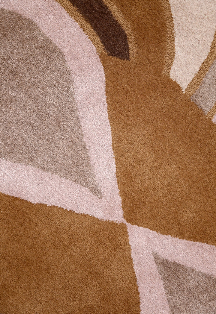 Modern Petal Camel Hand Tufted 5x8 Wool Area Rug - The Rug Decor