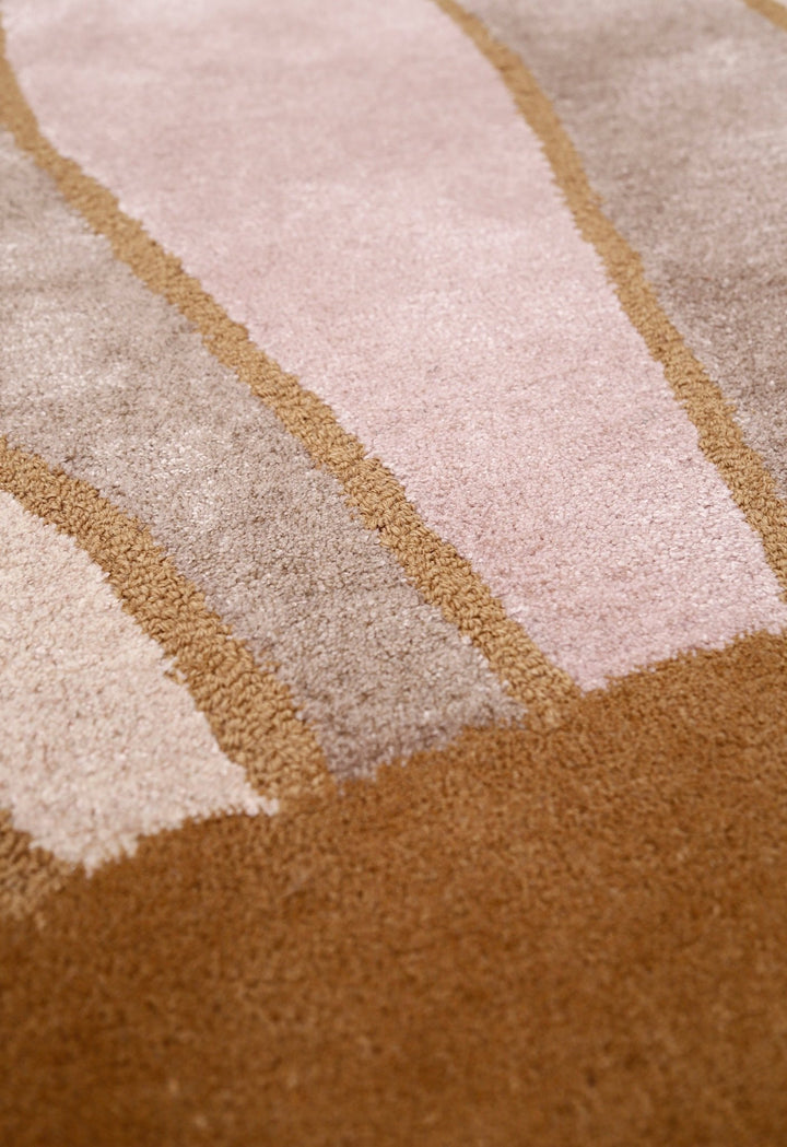 Modern Petal Camel Hand Tufted 5x8 Wool Area Rug - The Rug Decor
