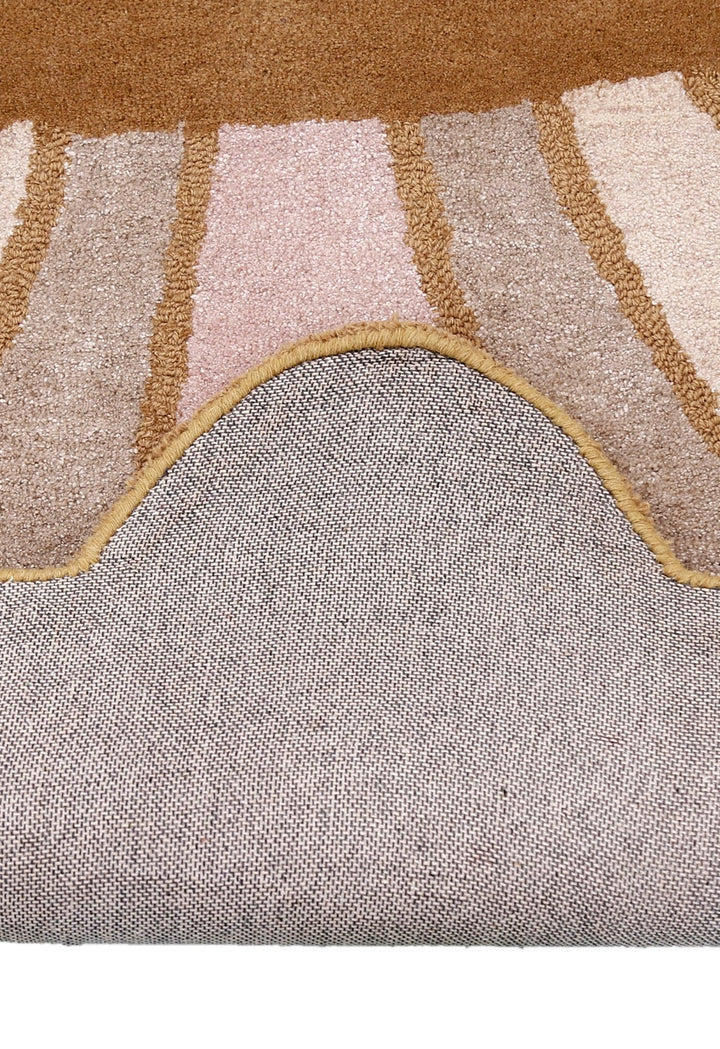 Modern Petal Camel Hand Tufted 5x8 Wool Area Rug - The Rug Decor