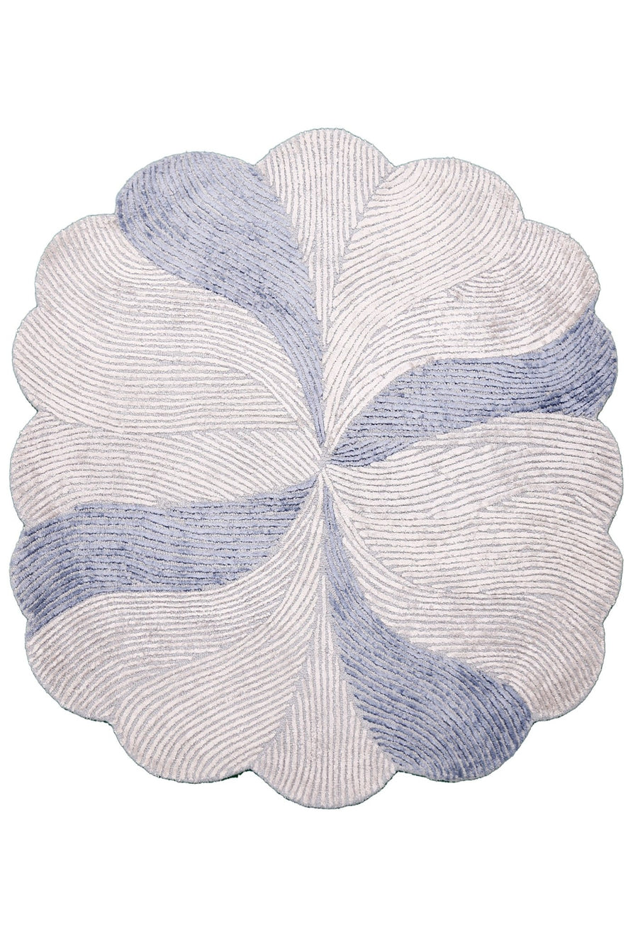 Modern Petal Ivory Hand Tufted 5x5 Wool Area Rug - The Rug Decor