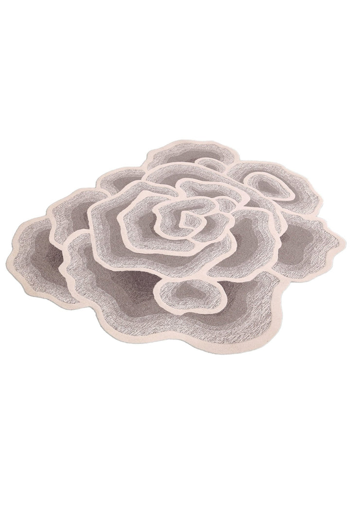 Modern Petal Layers Ivory Hand Tufted 6x8 Wool Area Rug - The Rug Decor