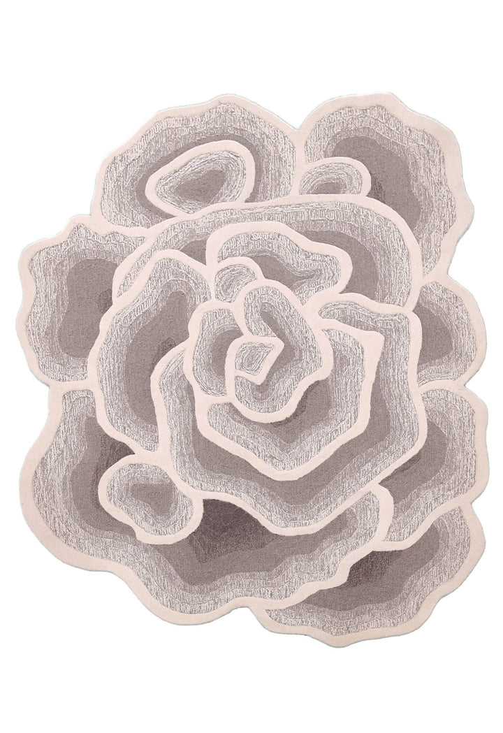 Modern Petal Layers Ivory Hand Tufted 6x8 Wool Area Rug - The Rug Decor