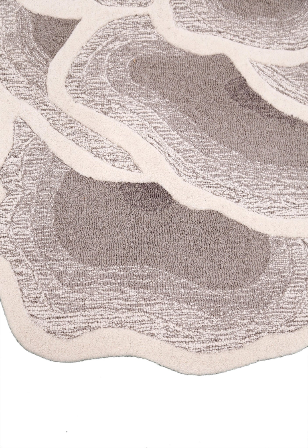 Modern Petal Layers Ivory Hand Tufted 6x8 Wool Area Rug - The Rug Decor