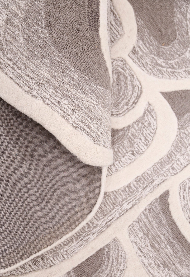 Modern Petal Layers Ivory Hand Tufted 6x8 Wool Area Rug - The Rug Decor