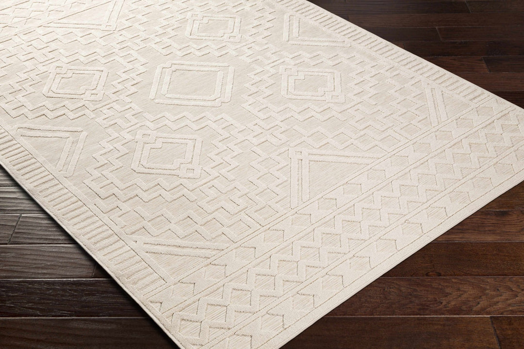 Modern Plumtree Off - White Machine Woven Outdoor Rug - The Rug Decor