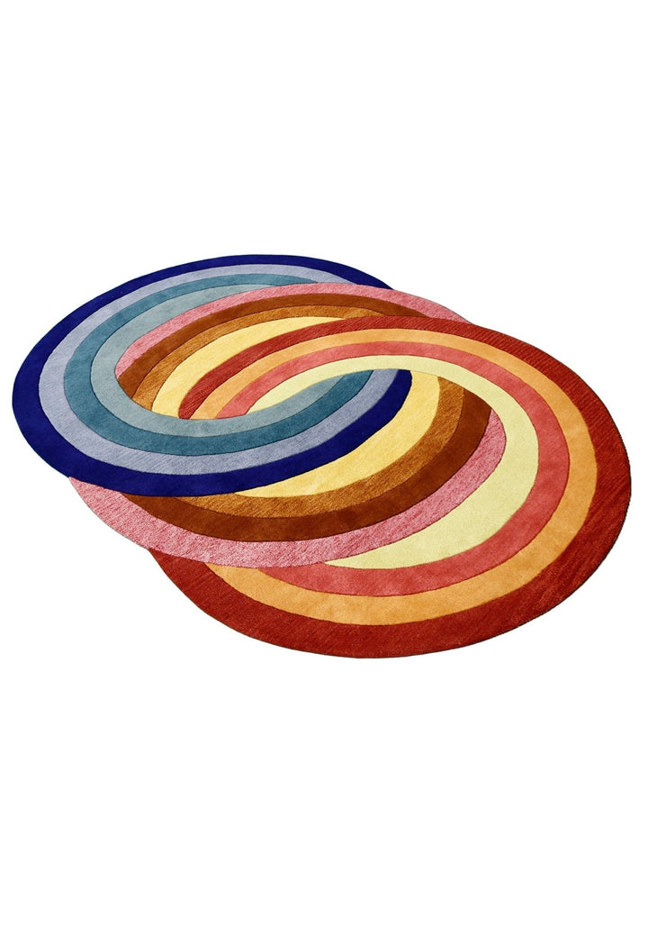 Modern Rings Golden Hand Tufted 5x7 Wool Area Rug - The Rug Decor