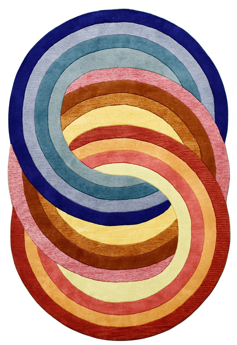 Modern Rings Golden Hand Tufted 5x7 Wool Area Rug - The Rug Decor