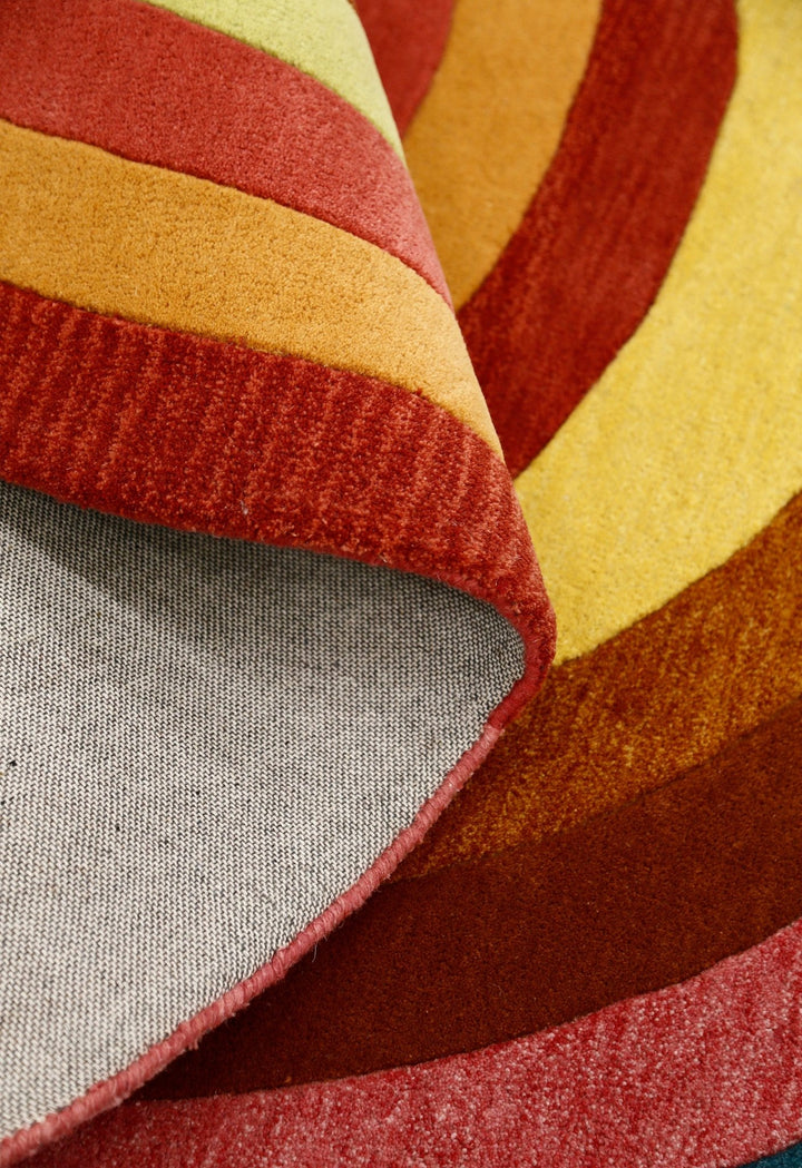 Modern Rings Golden Hand Tufted 5x7 Wool Area Rug - The Rug Decor