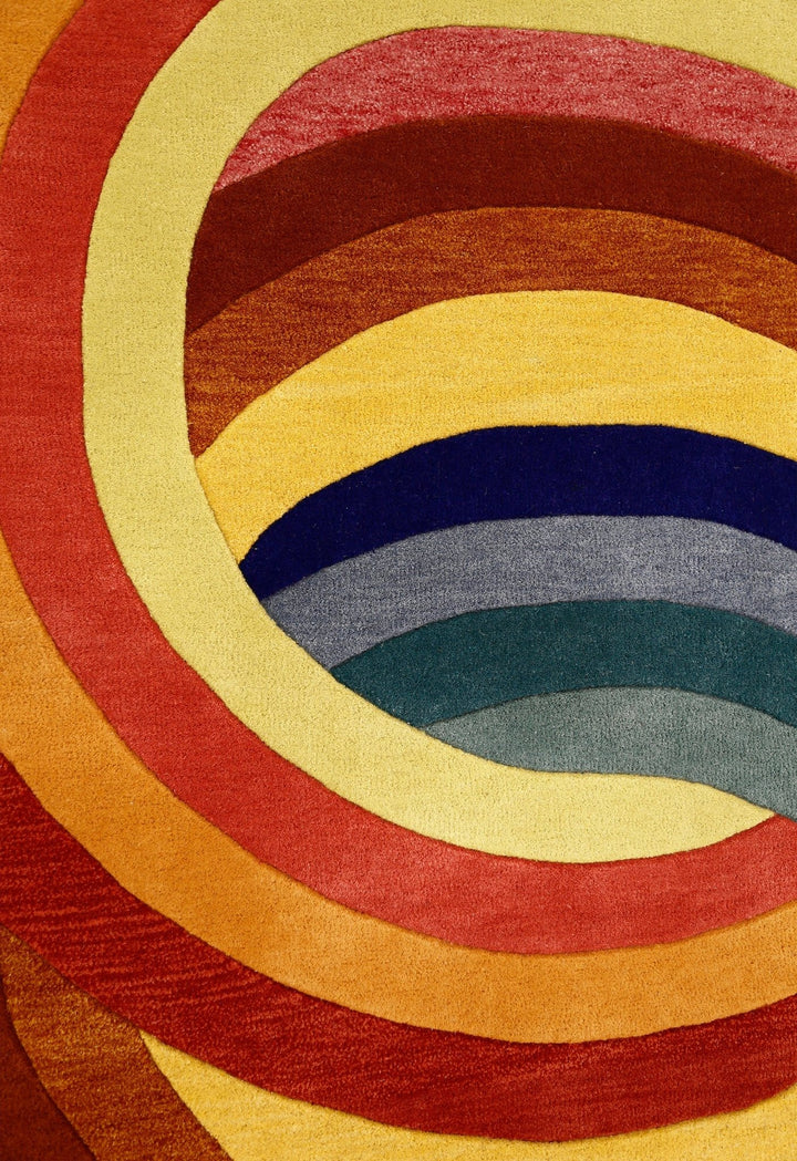 Modern Rings Golden Hand Tufted 5x7 Wool Area Rug - The Rug Decor