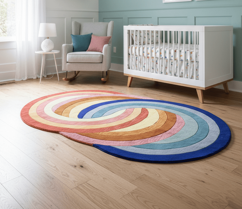 Modern Rings Golden Hand Tufted 5x7 Wool Area Rug - The Rug Decor