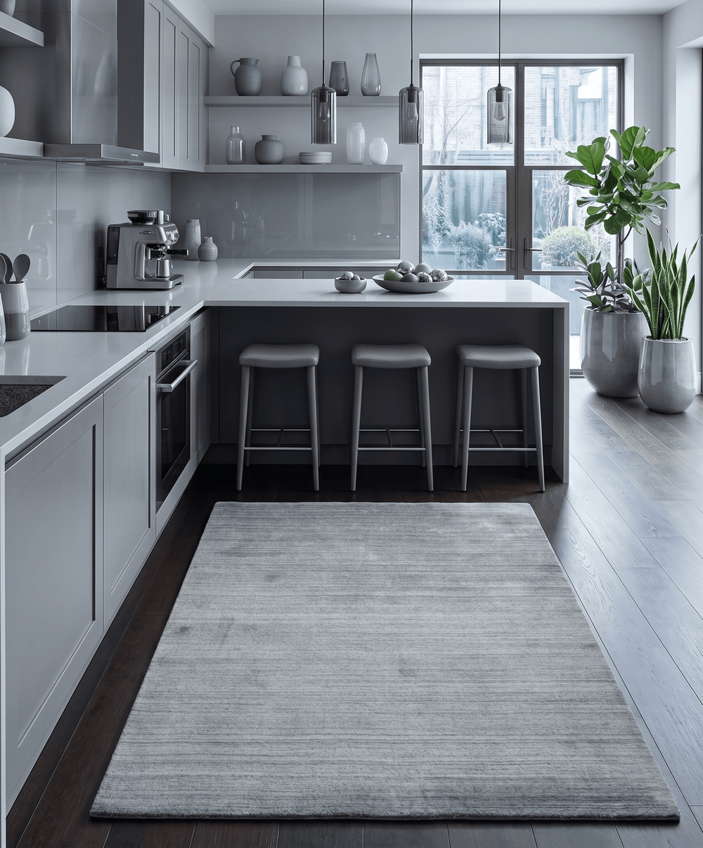 Modern Shaded Silver Gray 5x7 Blended Bamboo Silk Flatwoven Area Rug - The Rug Decor