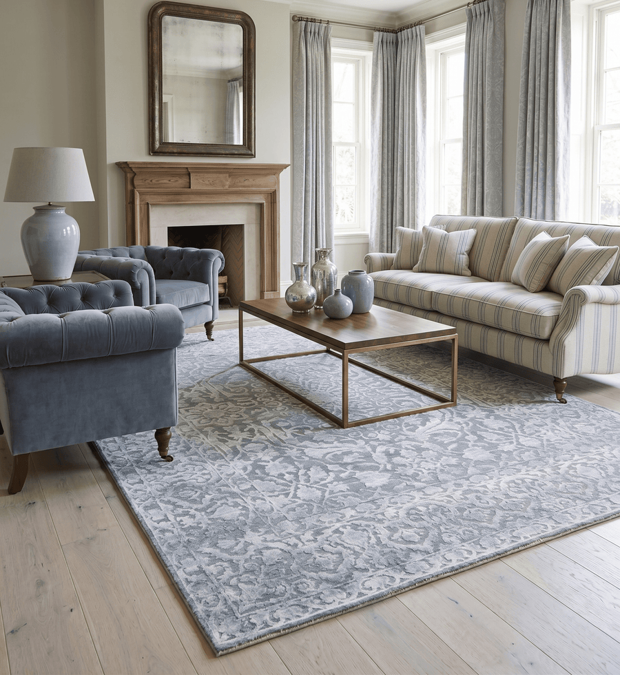 Modern Silver And Gray Hand Knotted Bamboo Silk 8x10 Area Rug - The Rug Decor