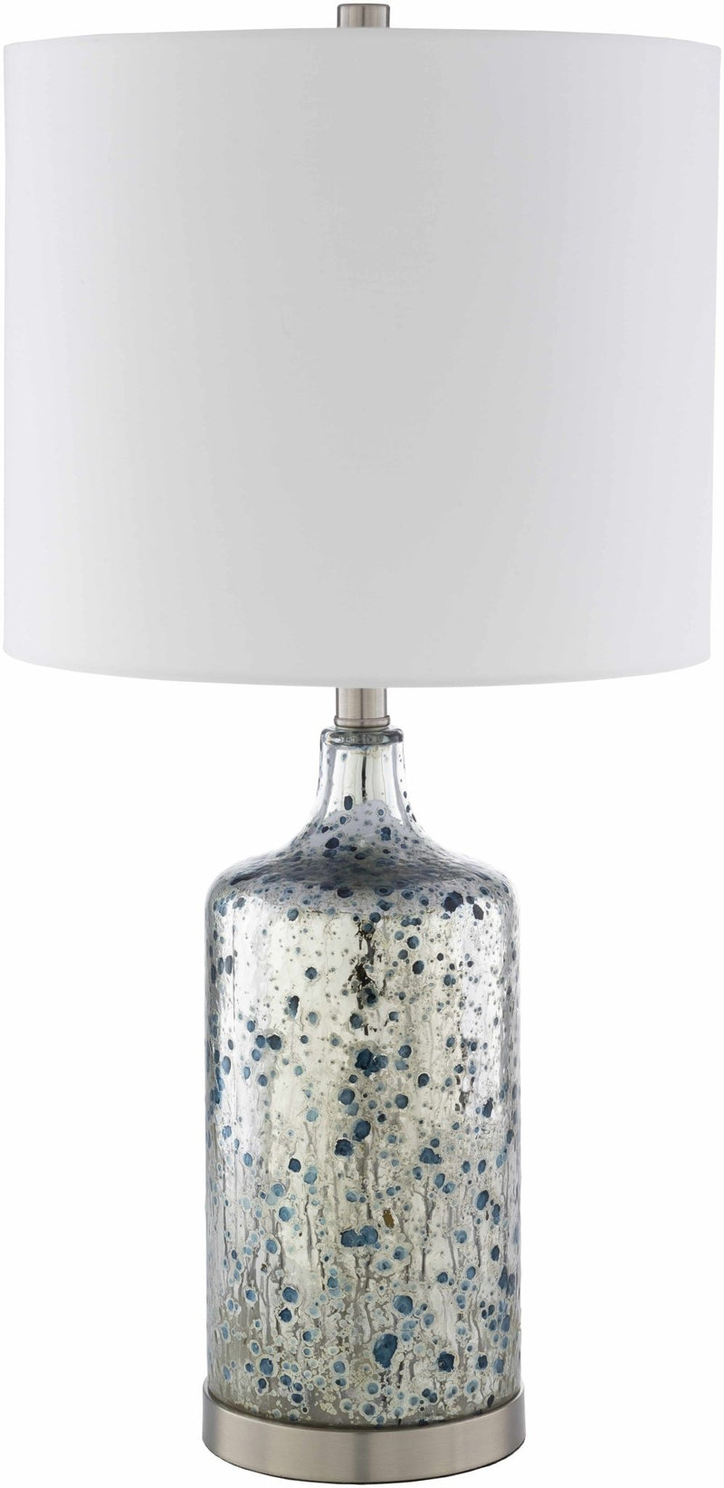 Modern Silver and White Cylindrical Table Lamp - The Rug Decor