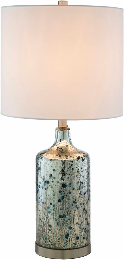 Modern Silver and White Cylindrical Table Lamp - The Rug Decor