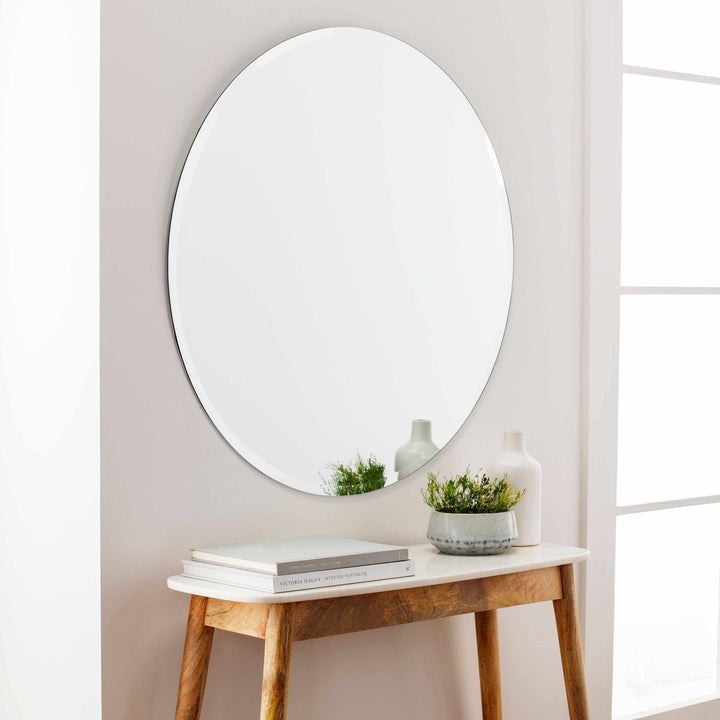 Modern Silver Framed Round Wall hanging Mirror - The Rug Decor