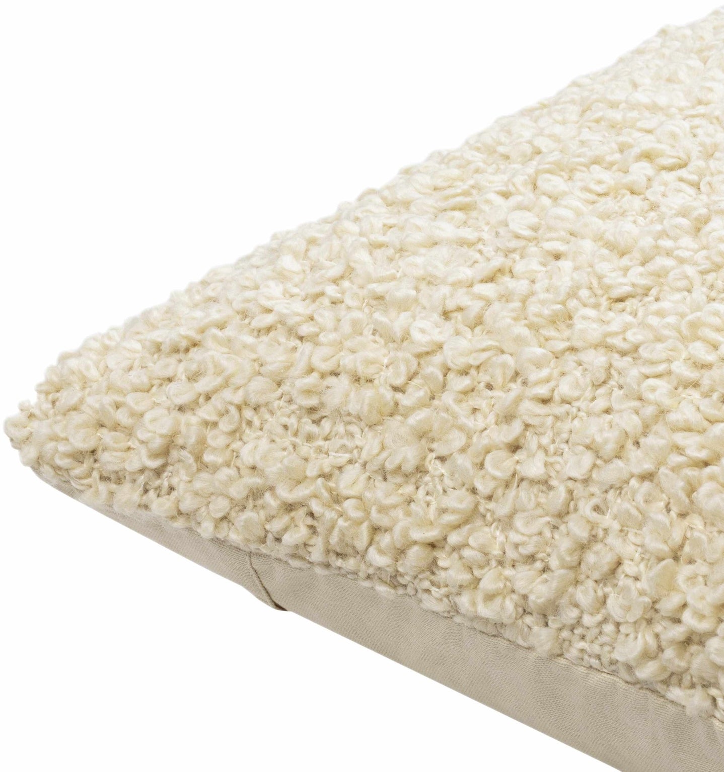 Modern Solid Beige fluffy loop textured Square Throw pillow - The Rug Decor