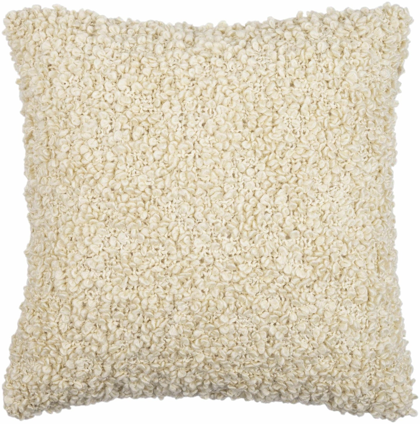 Modern Solid Beige fluffy loop textured Square Throw pillow - The Rug Decor