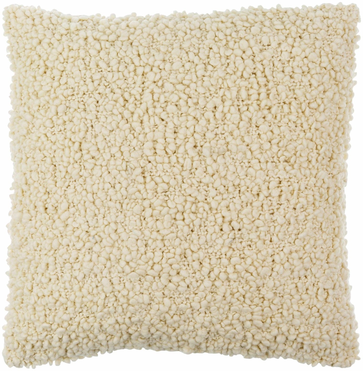 Modern Solid Beige fluffy loop textured Square Throw pillow - The Rug Decor