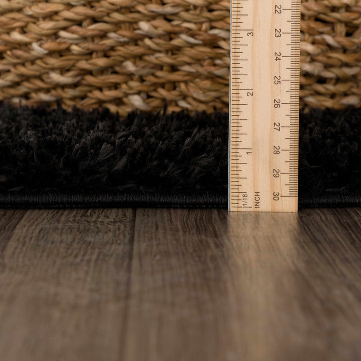 Modern Solid Black Plush Pile Moroccan Area Rug - The Rug Decor