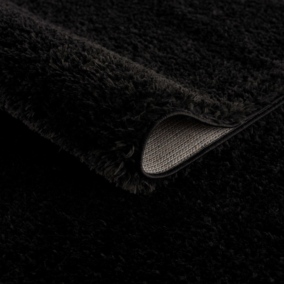 Modern Solid Black Plush Pile Moroccan Area Rug - The Rug Decor