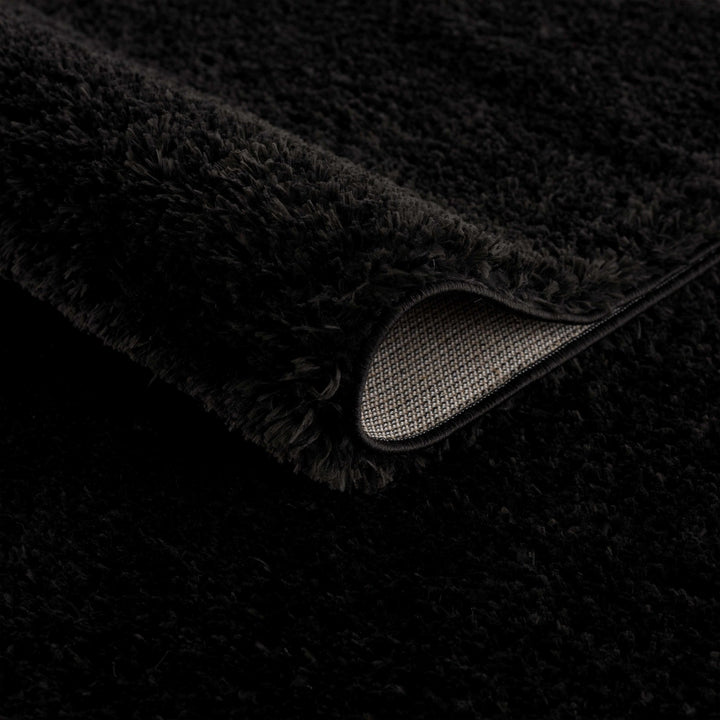 Modern Solid Black Plush Pile Moroccan Area Rug - The Rug Decor