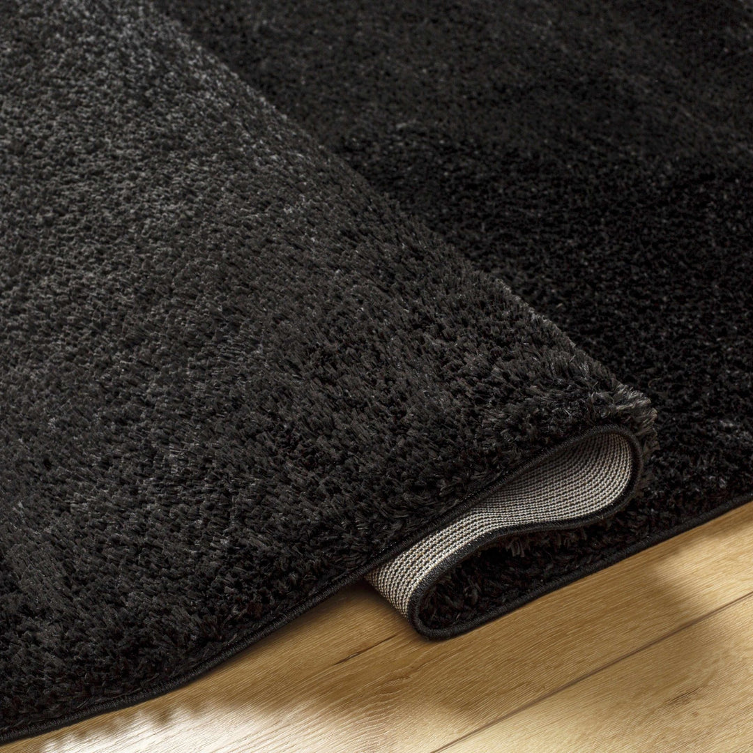 Modern Solid Black Plush Pile Moroccan Area Rug - The Rug Decor